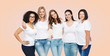 © Syda Productions - group of happy different women in white t-shirts