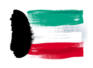 Sticker - Kuwait colorful brush strokes painted flag.