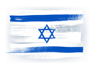 Sticker - Israel colorful brush strokes painted flag.