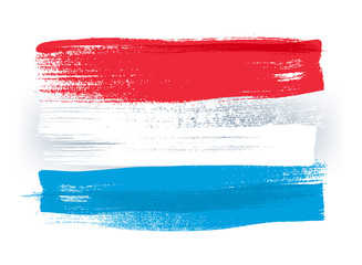 Luxembourg colorful brush strokes painted flag.