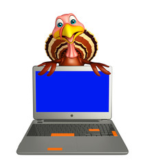 Poster - fun Turkey cartoon character with laptop