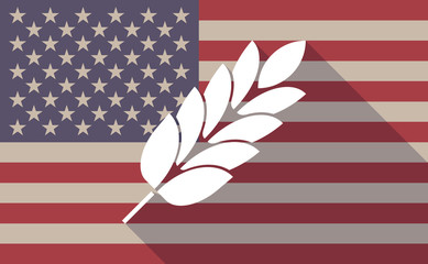 Long shadow USA flag icon with   a wheat plant icon