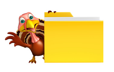 Canvas Print - cute Turkey cartoon character with folder