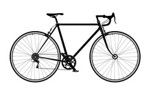 Classic Mens Town, Road Bike Silhouette, Detailed Vector Illustration