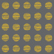 Seamless pattern with circles gold metallic colors on a gray background. Vector illustration.