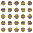 Seamless pattern with circles blue-gold colors on a white background. Vector illustration.