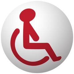 Wall Mural - Red Wheel Chair icon on white ball