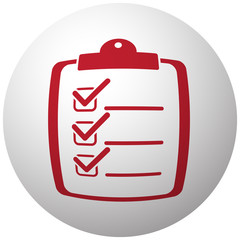 Wall Mural - Red Clipboard Checklist icon on white ball
