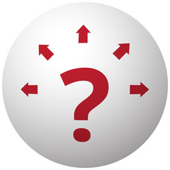 Wall Mural - Red Question Mark Arrows icon on white ball
