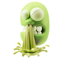 Mucus Blow Snot Emoticon Character Face Expression. 3d Rendering
