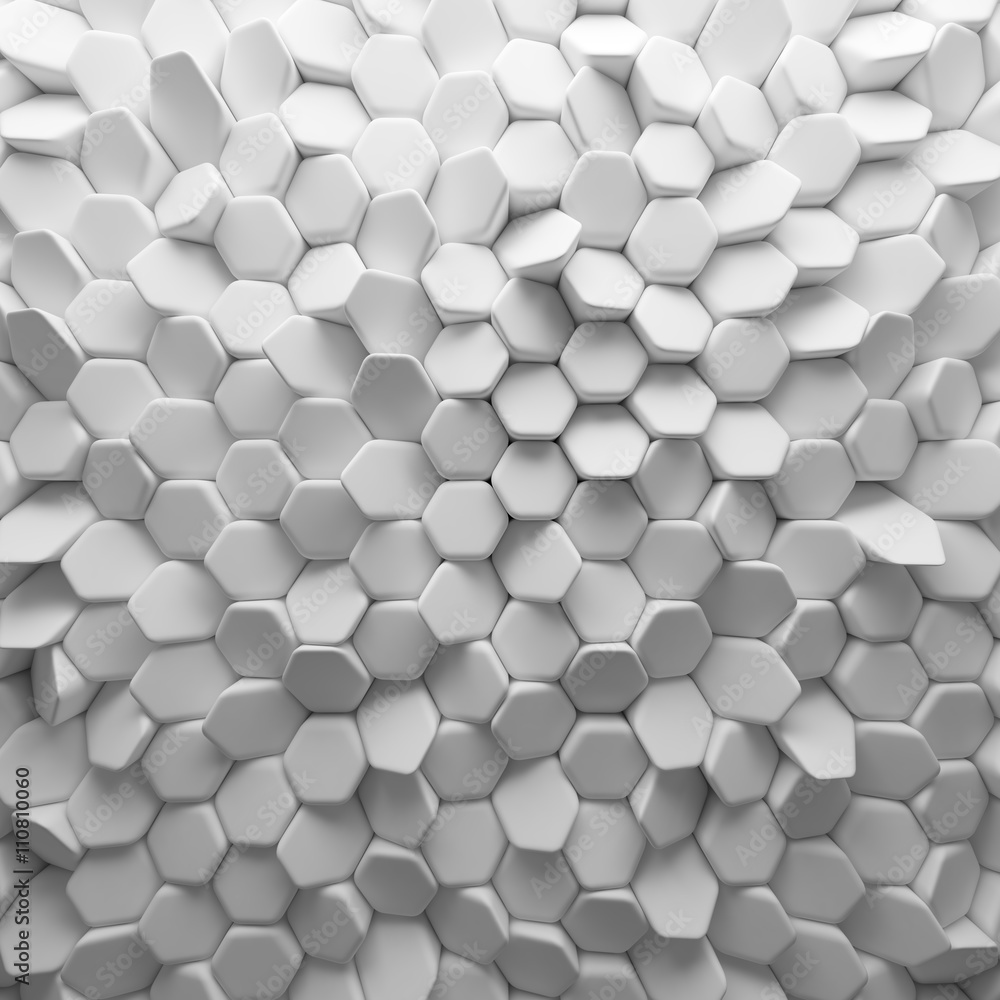 White abstract squares backdrop. 3d rendering geometric polygons - obrazy, fototapety, plakaty 