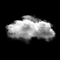 single fluffy cloud isolated over black background