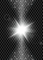Wall Mural - Creative concept Vector set of glow light effect stars bursts with sparkles isolated on black background. For illustration template art design, banner for Christmas celebrate, magic flash energy ray