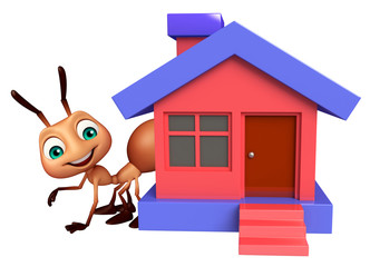 Sticker - fun Ant cartoon character with home