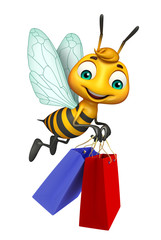 Sticker - cute  Bee cartoon character with shopping bag