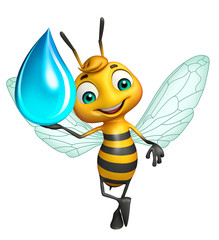 Poster - Bee cartoon character with water drop