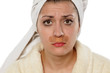 unhappy young woman with a plaster under the nose