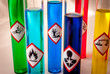 © antoine2k - Multicolored Chemistry vials - Focus on hazardous to the environment danger