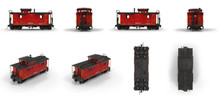 Red Caboose Isolated On White. 3D Illustration