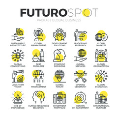 Global Business Futuro Spot Icons