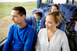 © Syda Productions - happy couple or passengers in travel bus