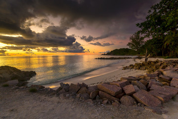 Wall Mural - anse kerlan beach at the sunset