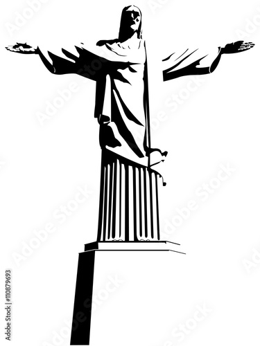 Cristo Redentor Or Cristo De Corcovado Christ The Redeemer Is An Art Deco Statue Of Jesus Christ In Rio De Janeiro Brazil Drawing In Black And White Vector Image Buy
