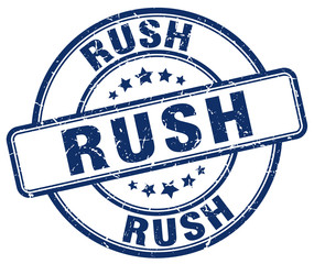 rush blue grunge round vintage rubber stamp