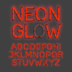 Wall Mural - Neon Glow alphabet 