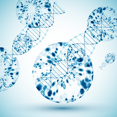  Science template, wallpaper or banner with a DNA molecules.
