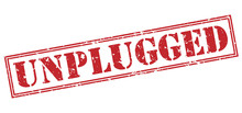 Unplugged Red Stamp On White Background