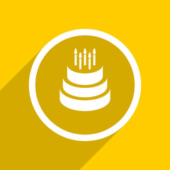 Leinwandbilder - yellow flat design cake modern web icon for mobile app and internet