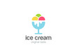 Ice cream Logo design vector template Negative space style...Gelato Logotype concept icon silhouette.