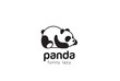 Panda bear silhouette Logo design vector template...Funny Lazy animal Logotype concept icon.
