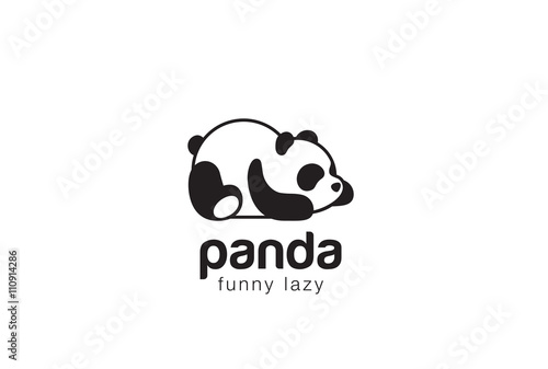 Fotografie, Obraz Panda bear silhouette Logo design vector template