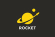 Rocket Planet Logo abstract design vector template Negative space style...Startup Logotype concept icon