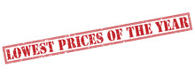 Lowest Prices Of The Year Red Stamp On White Background