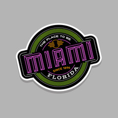 miami, florida  linear emblem design for t shirts and stickers