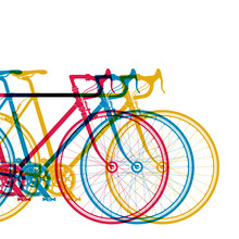 Abstract Background 3 Bikes In Different Colors On White, Vector Illustration For Your Design