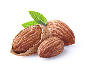 Wall Mural - Almonds kernel with leaf