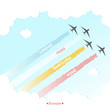© springartt - Travel Plane Country Design Tourism Europe Culture, Vacation Colourful Vector Illustration