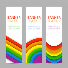 Wall Mural - Set of modern colorful vertical banners for Pride Month. Vector illustration in LGBT colors. Gay culture symbol, rainbow text. Gay Pride. Can be used in a web design. 
