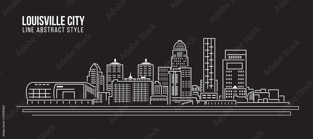 Cityscape Building Line art Vector Illustration design - Louisville City - obrazy, fototapety, plakaty 