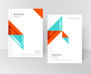 Wall Mural - brochure, leaflet, flyer, cover template. modern geometric abstract background blue & red triangles.