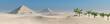 Pyramid in the desert, palm trees in the desert, panorama, banner
