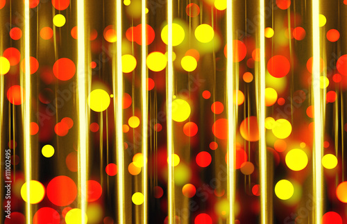 Festive Bokeh With Red And Yellow Lights Behind A Sheer Curtain