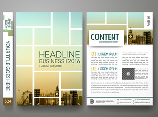 Brochure design template vector. Flyers annual report business magazine poster.Leaflet cover book presentation with abstract blue sky square and flat city background. Layout in A4 size.illustration.