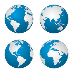 Poster - Earth globe revolved in four different stages. Vector illustration