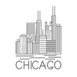 Chicago Illinois USA skyline line art vector illustration