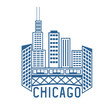 Chicago Illinois USA skyline vector design template